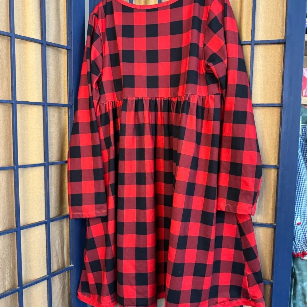 Millie Loves Lily Red Buffalo Plaid Tunic Girl's Dress – Size 8 - Picture 3 of 6